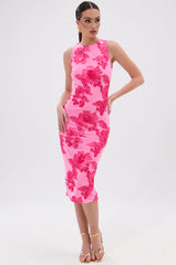 TIMELESS FLORAL MESH MIDI DRESS