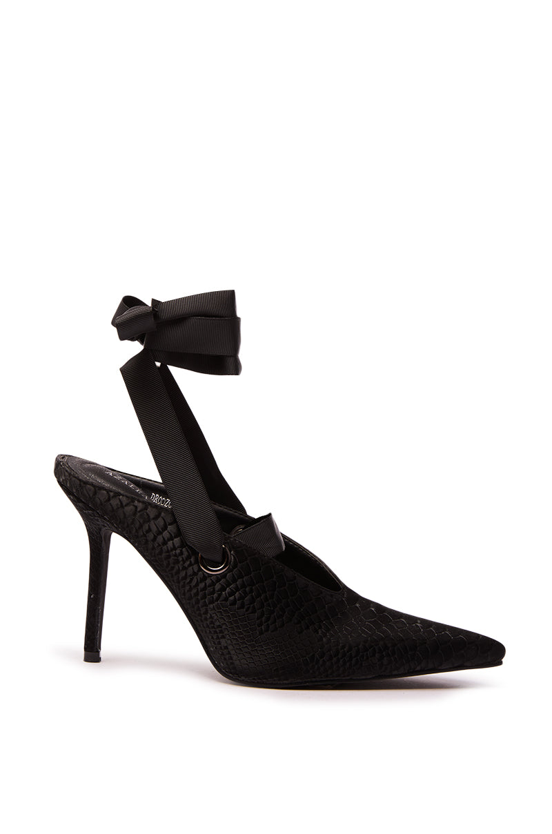 AZALEA WANG DRODZOV BLACK LIQUID LUXE RIBBON TIE PUMP