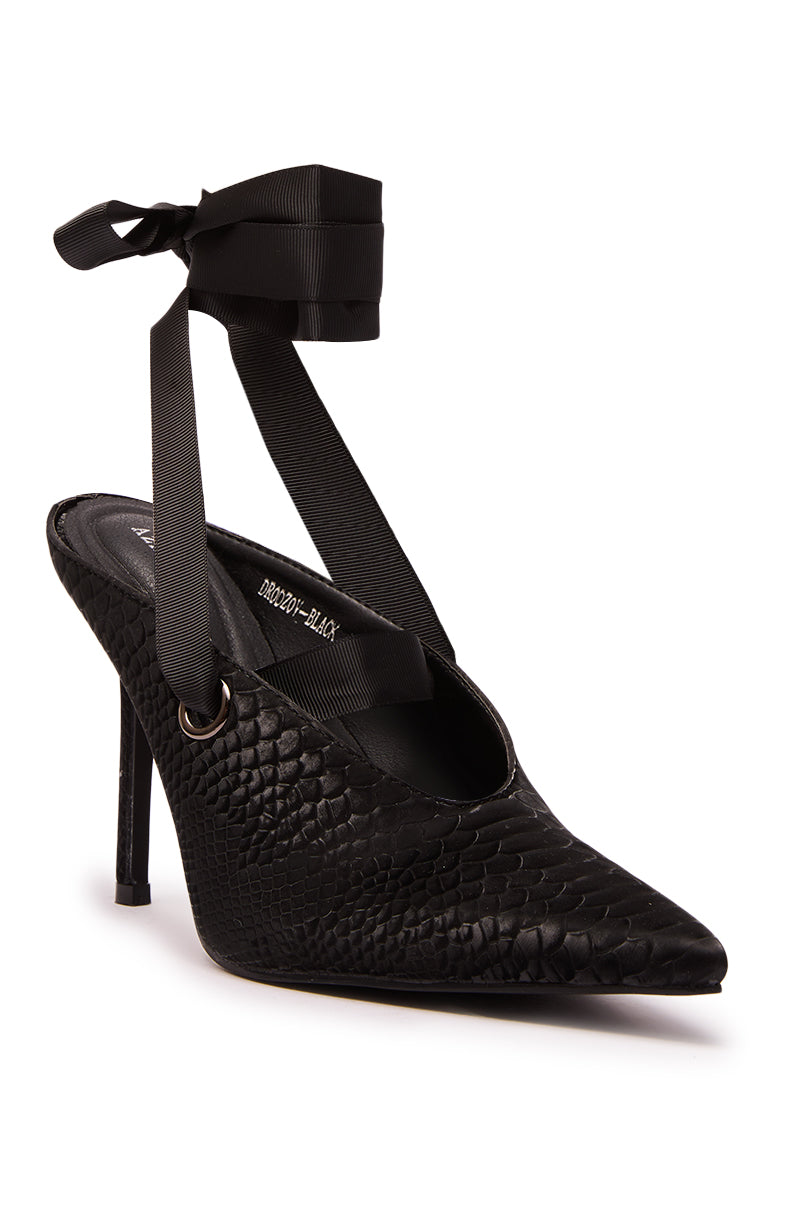 AZALEA WANG DRODZOV BLACK LIQUID LUXE RIBBON TIE PUMP