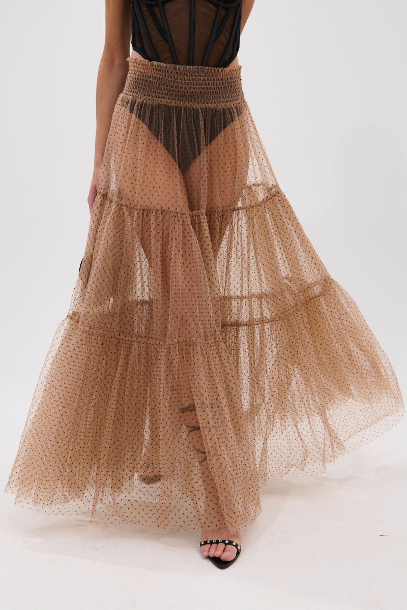 CLASSY POLKA DOT MAXI SKIRT