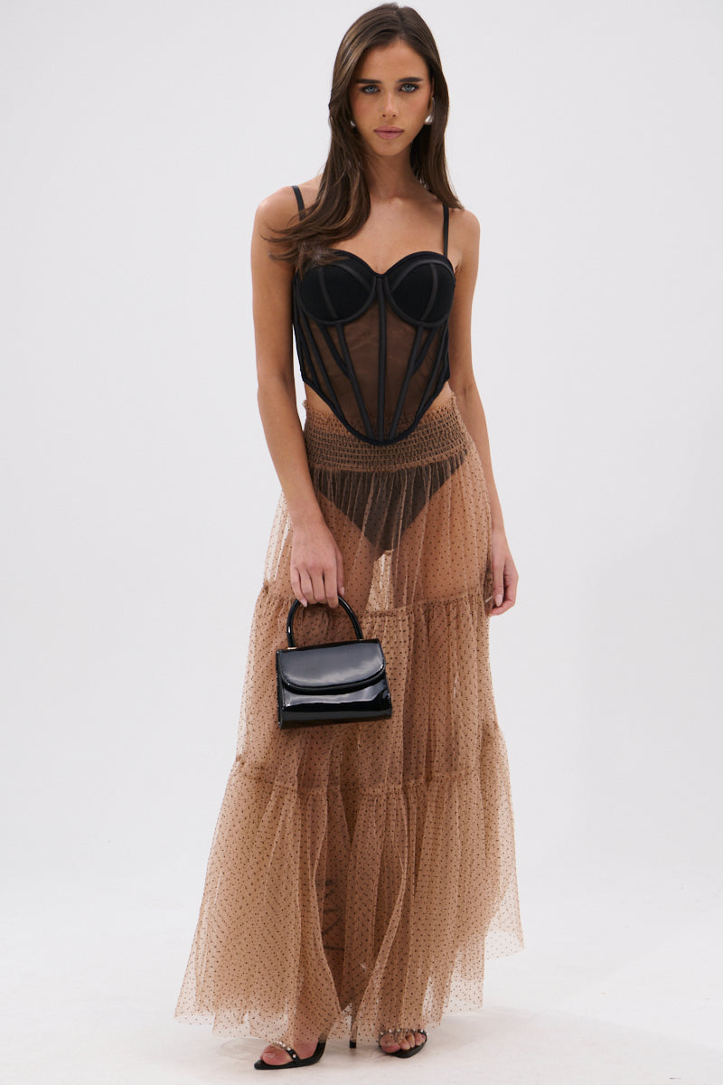 CLASSY POLKA DOT MAXI SKIRT
