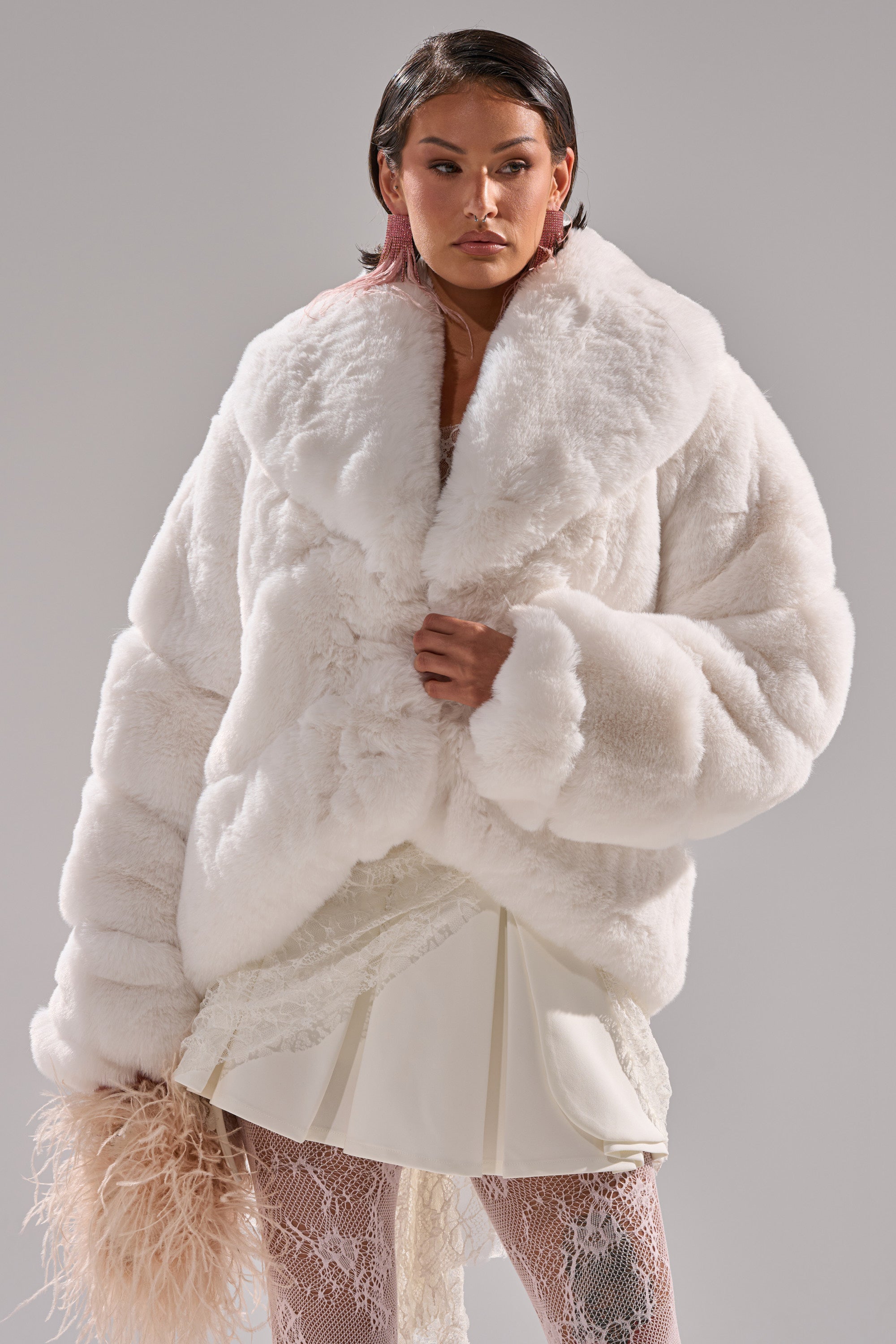ELIXIR PANELED FAUX FUR IN WHITE