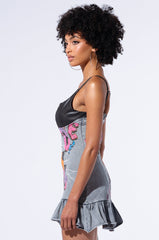 GRAFFITI ALLEY PU MINI DRESS