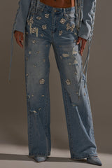 IN YOUR DREAMS RHINESTONE DENIM JEANS