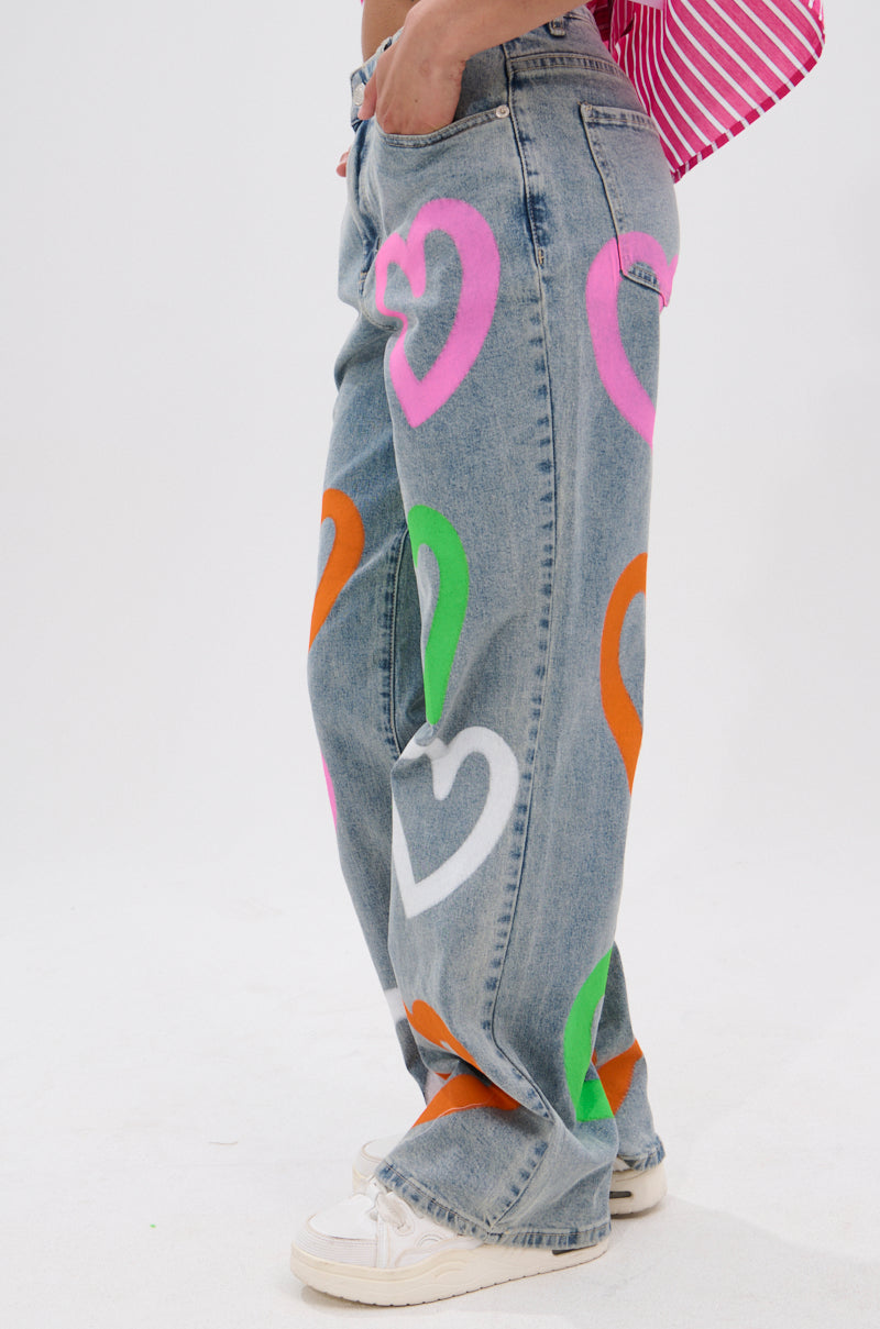 LOVERGIRL AIRBRUSHED WIDE LEG JEANS
