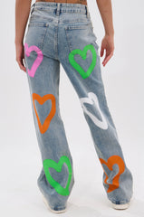 LOVERGIRL AIRBRUSHED WIDE LEG JEANS