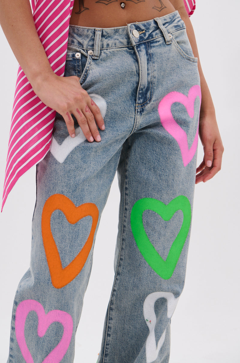 LOVERGIRL AIRBRUSHED WIDE LEG JEANS