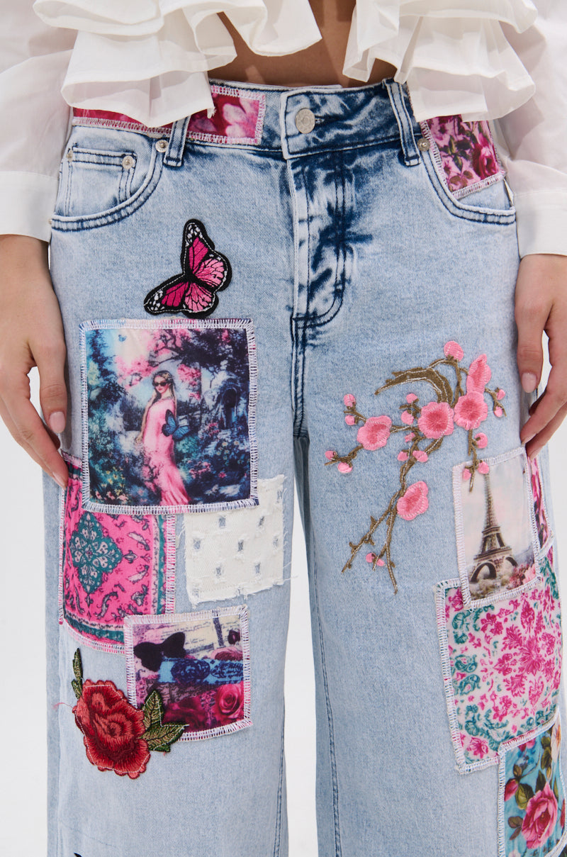 PICTURE PERFECT PATCHWORK DENIM JEANS