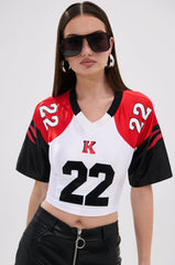 CATCH MY VIBE CORSETED JERSEY TOP