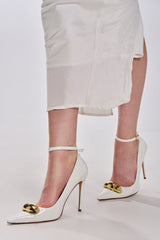 AZALEA WANG ESMARIA WHITE METAL EMBELLISHED PUMP