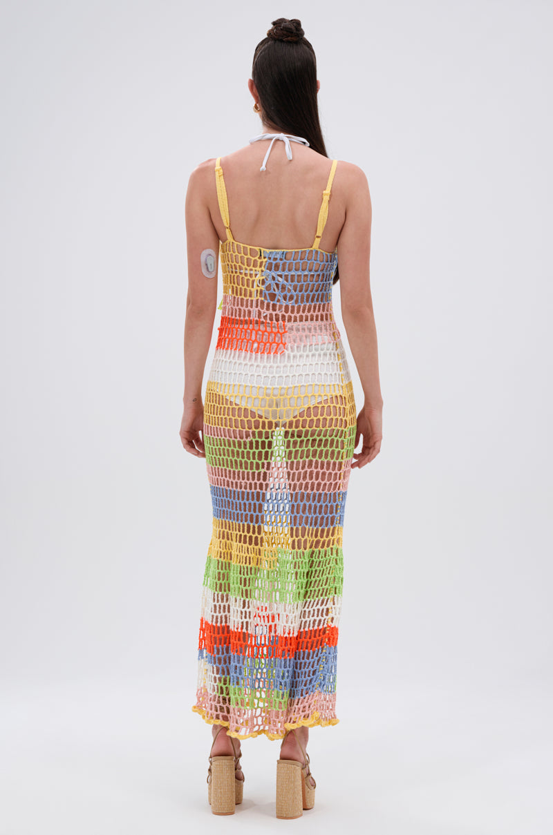 BEACHIN IT CROCHET BEADED MAXI DRESS