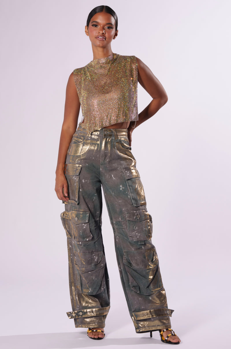 WAITING TIL NEXT YEAR METALLIC DENIM PANT