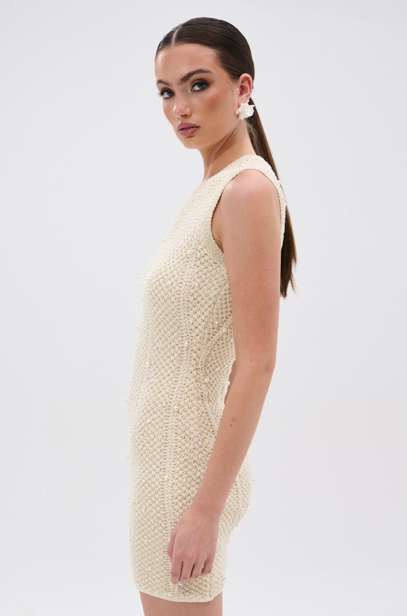 FEELIN SWEET KNIT SWEATER DRESS WITH PEARLS