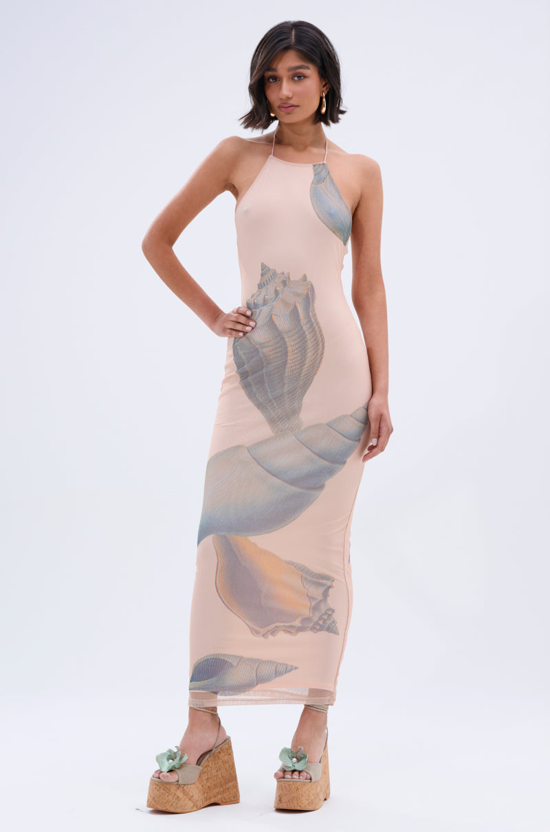 BY THE SEASHORE PRINTED MAXI DRESS