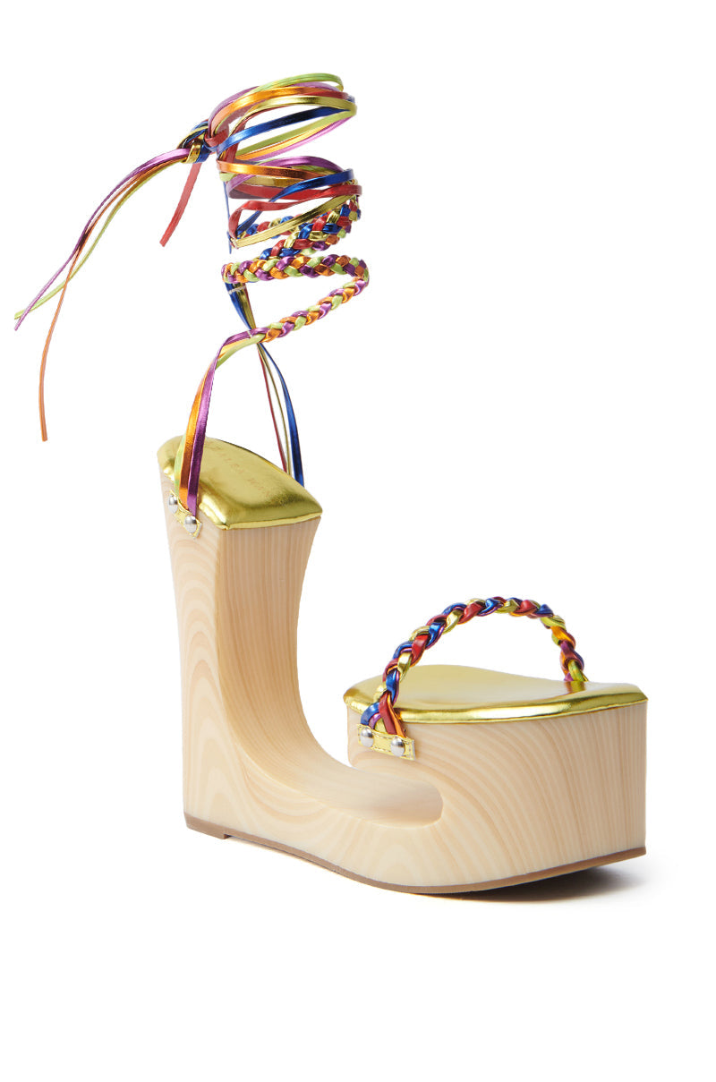 AZALEA WANG FANTASA RAINBOW STRAPPY WEDGE SANDAL