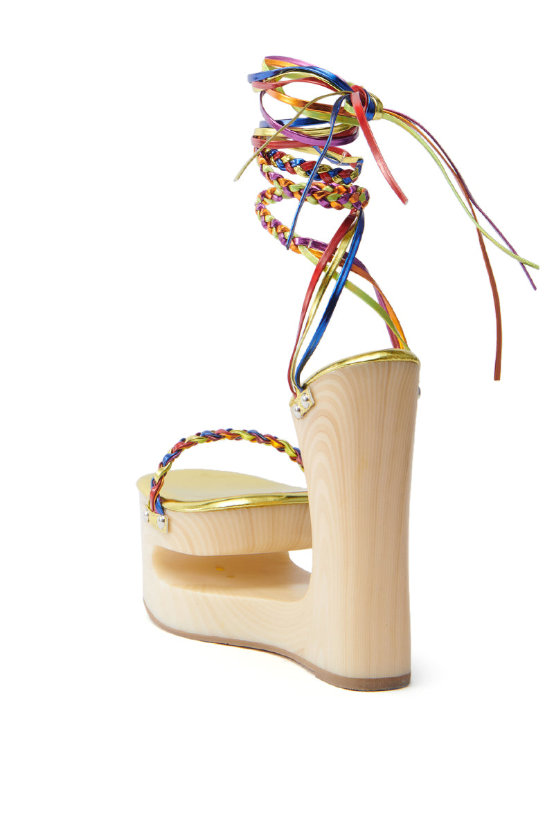 AZALEA WANG FANTASA RAINBOW STRAPPY WEDGE SANDAL