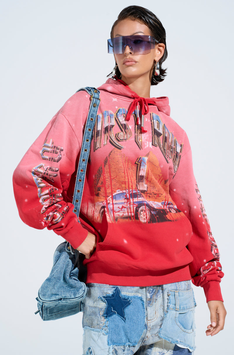 IN THE FAST LANE HOODED SWEATSHIRT