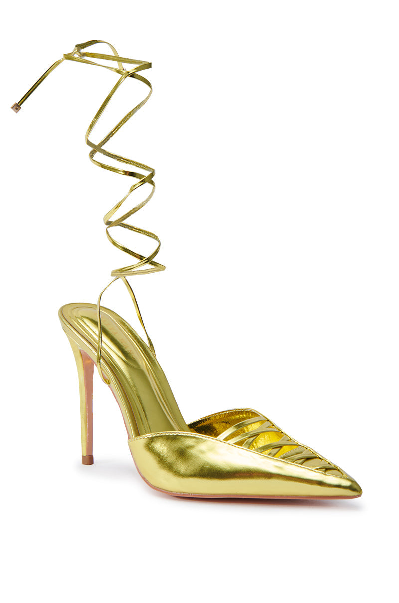 AZALEA WANG FRIDLI YELLOW LACE UP PUMP