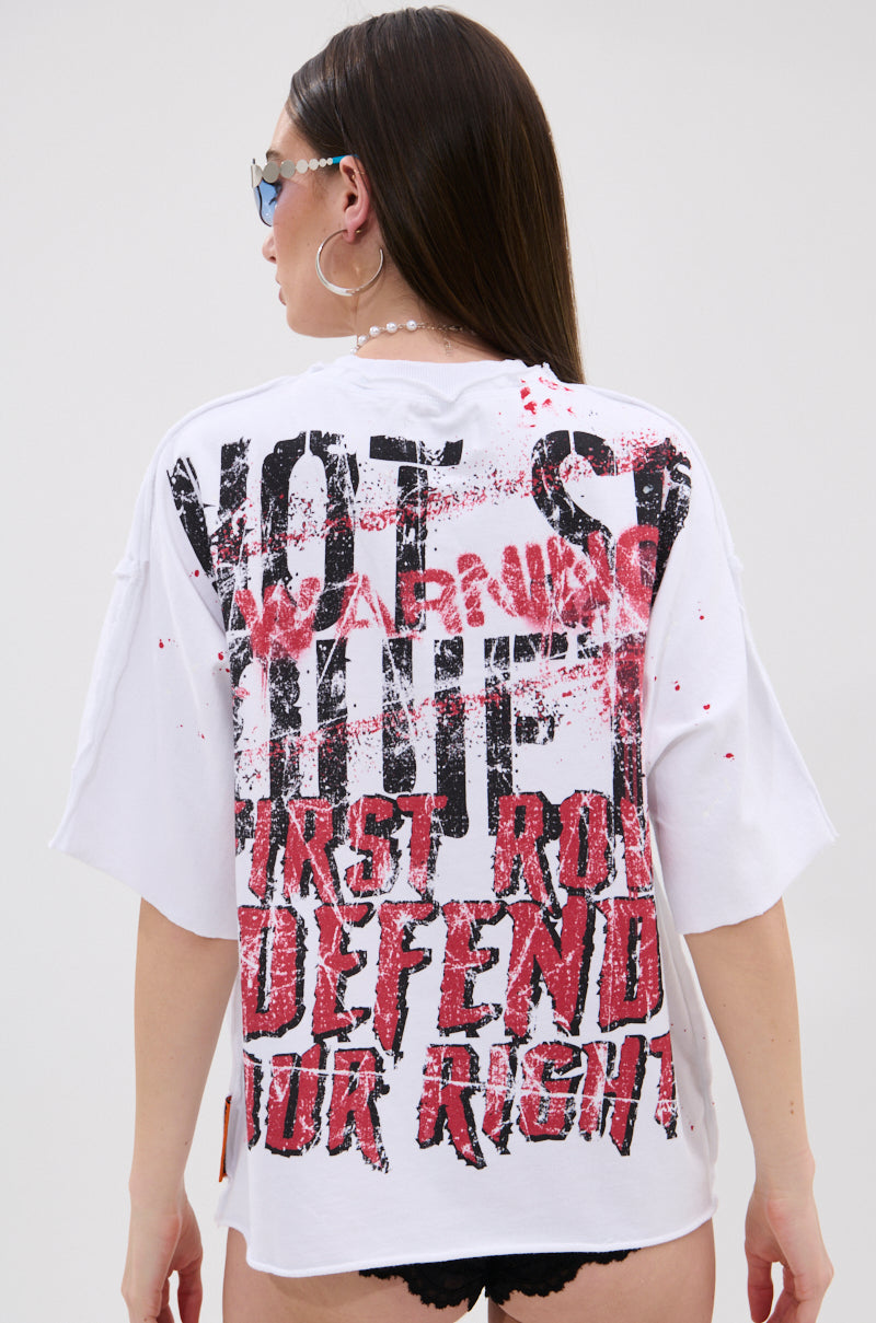 WARNING SIGNS CROPPED GRAPHIC TEE