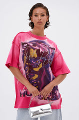 POST HUMAN OVERSIZED GRAPHIC TEE IN PINK