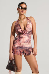 SO Y2K MESH PRINTED MINI DRESS