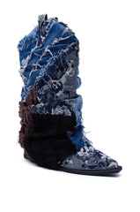 AZALEA WANG GABRYLE MULTI MATERIAL WESTERN BOOTIE