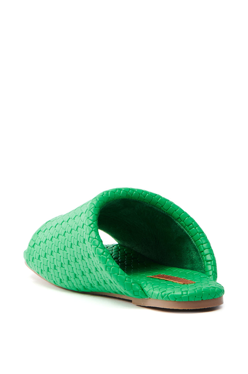 AKIRA GAIA GREEN BRAIDED FLAT SLIP ON SANDAL