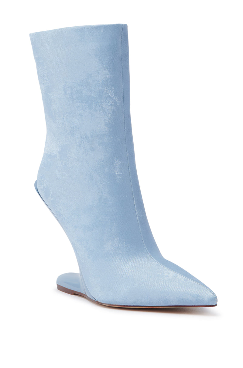 AZALEA WANG GLACIELLE BLUE WEDGE BOOTIE