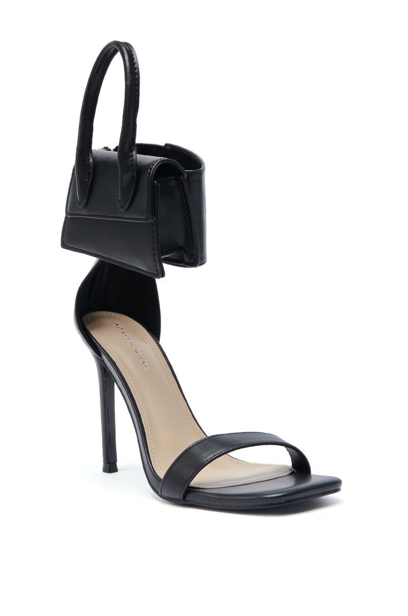 AZALEA WANG GLENDA BLACK BAG EMBELLISHMENT SANDAL