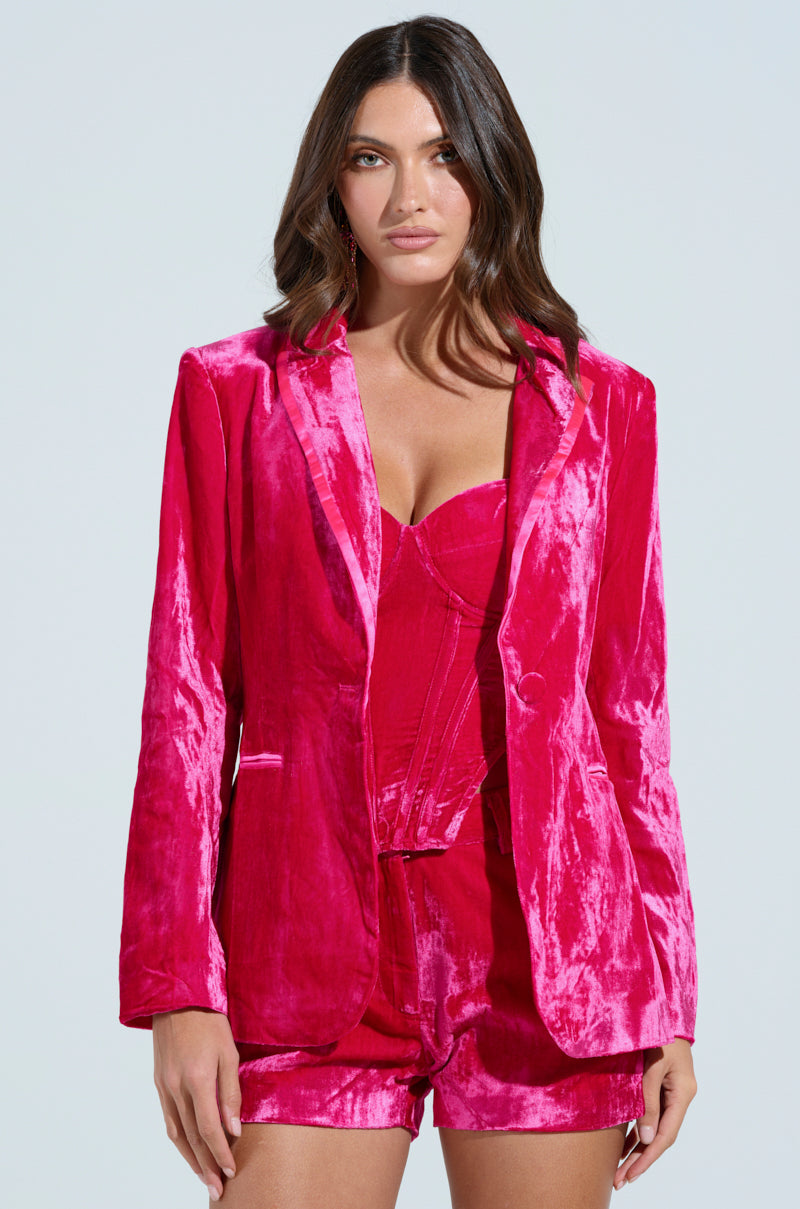 PRETTY IN PINK VELVET BLAZER