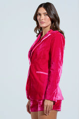 PRETTY IN PINK VELVET BLAZER