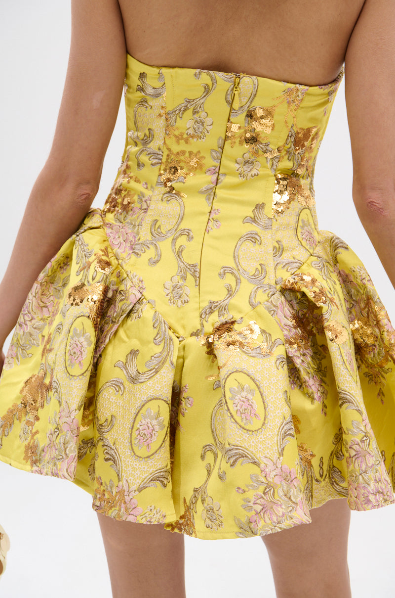 CRAZY IN LOVE BROCADE MINI DRESS