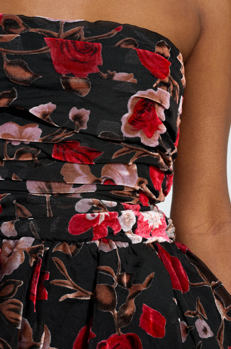 TIMELESS BEAUTY VELVET BURNOUT MINI DRESS