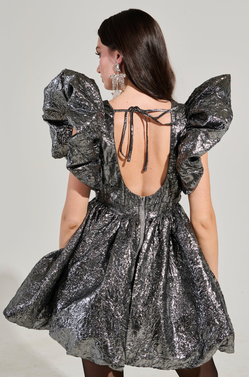 BELLE OF THE BALL METALLIC MINI DRESS
