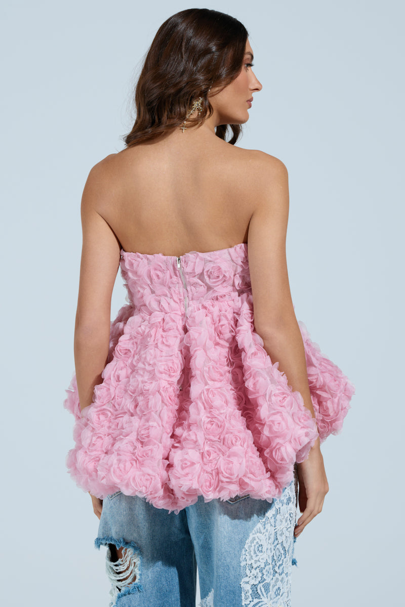 I CAN GET MY OWN FLOWERS STRAPLESS TOP