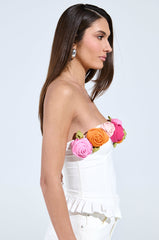 UNLEASH YOUR INNER DIVA FLOWER TRIM CORSET TOP