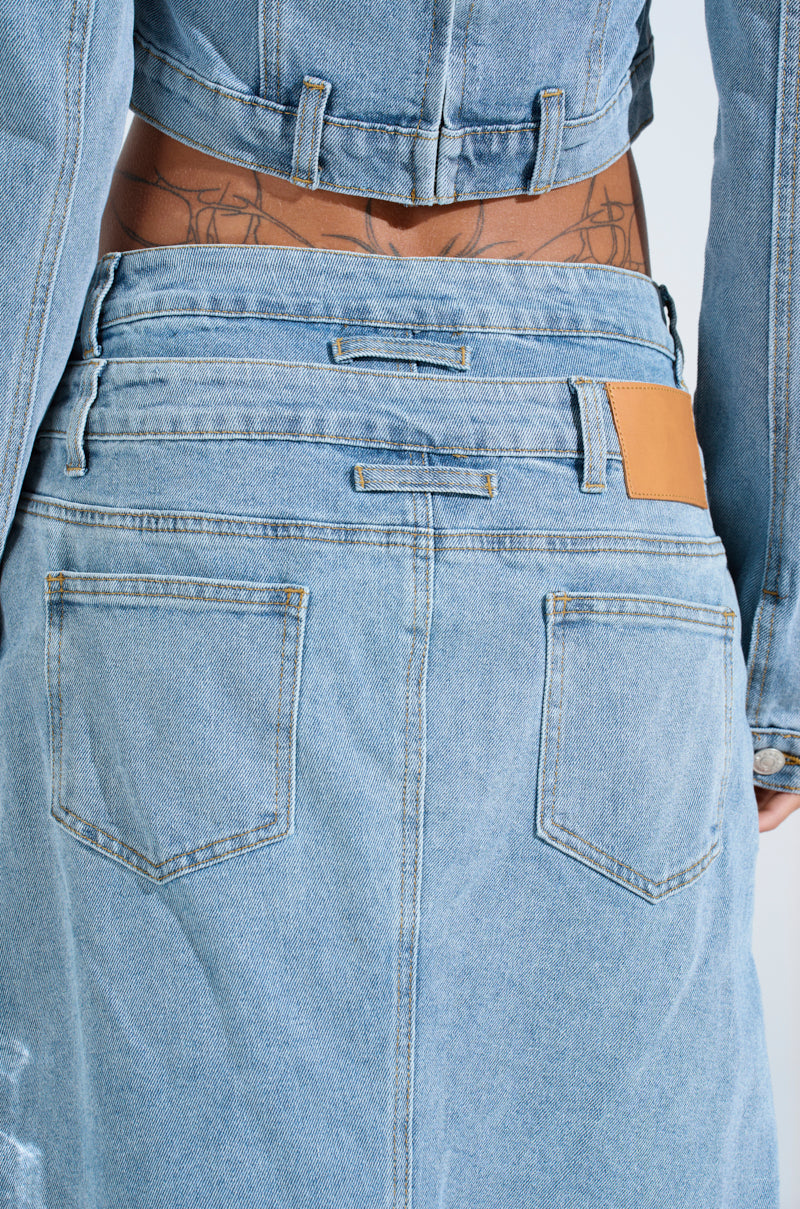 SHAKE IT OFF DENIM PANT WITH SKIRT ATTACHED