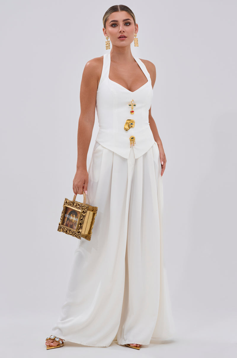 EYE GOT MY EYES ON YOU PIN DETAIL CORSET TOP