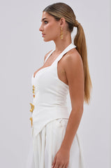 EYE GOT MY EYES ON YOU PIN DETAIL CORSET TOP