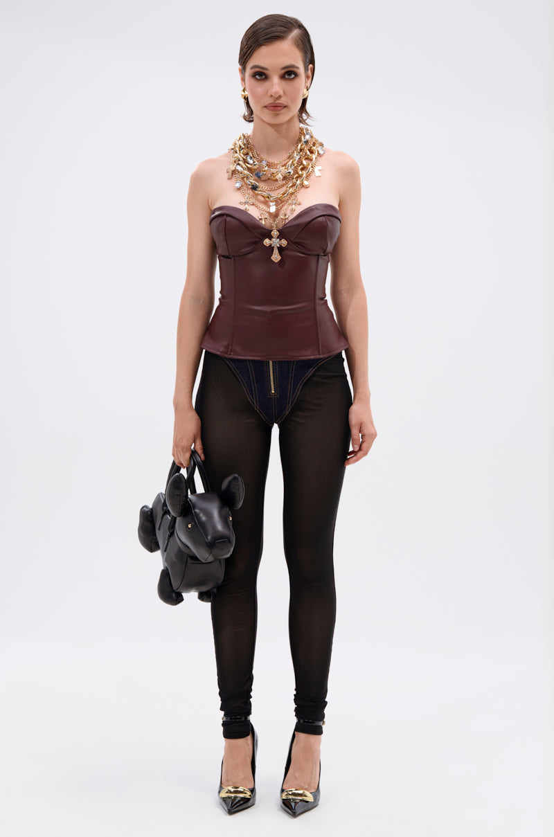 WHATEVER SHE WANT FAUX LEATHER CORSET