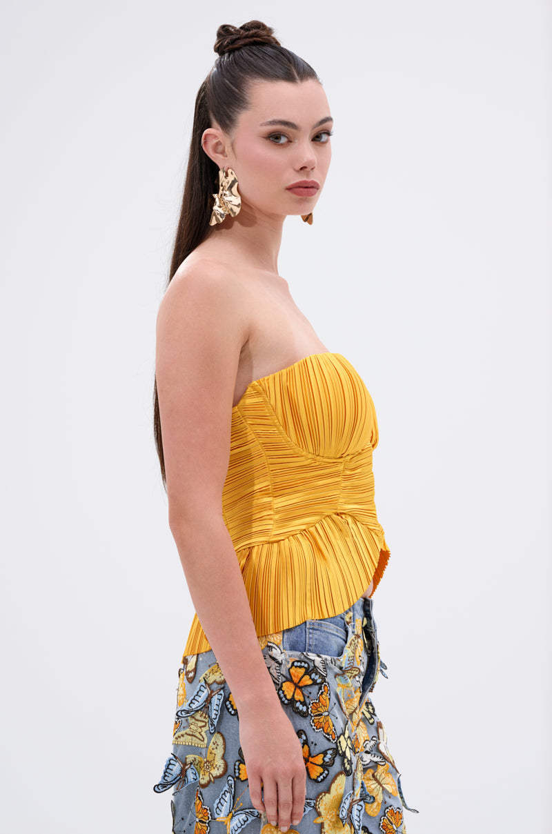 KEEP GOING PLISSE CORSET IN YELLOW
