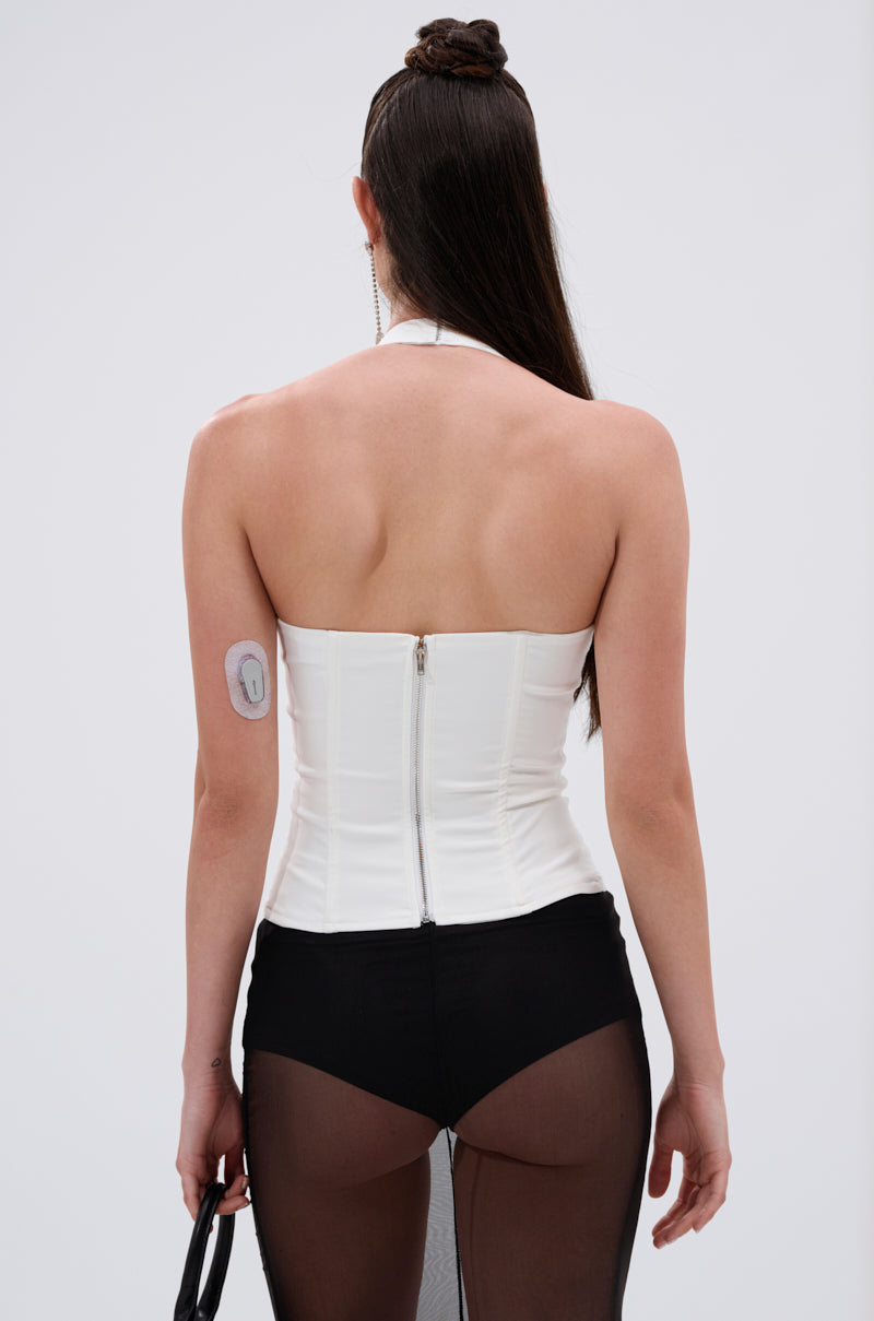 LOVE IS REAL BOW HALTER TOP