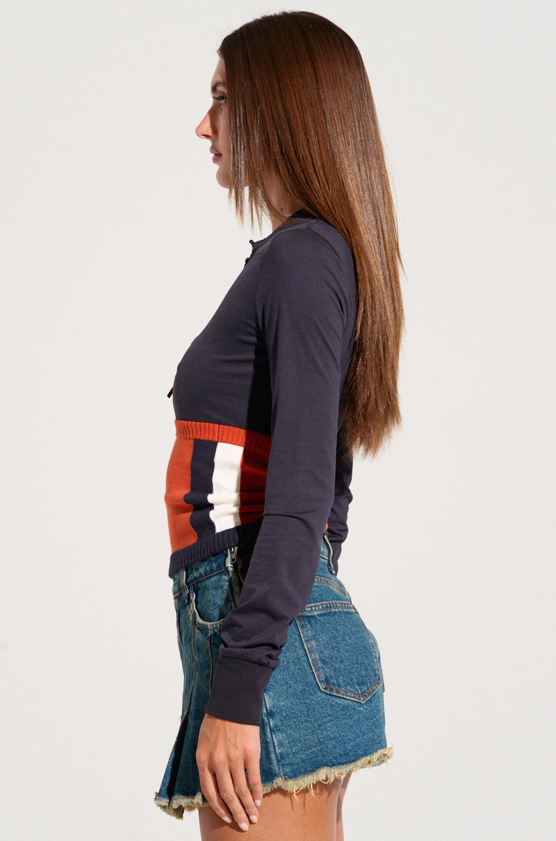 UP CLOSE AND PERSONAL LONG SLEEVE TOP