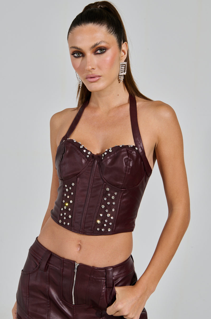 TEMPTATION'S BEST FRIEND CORSET IN BURGUNDY