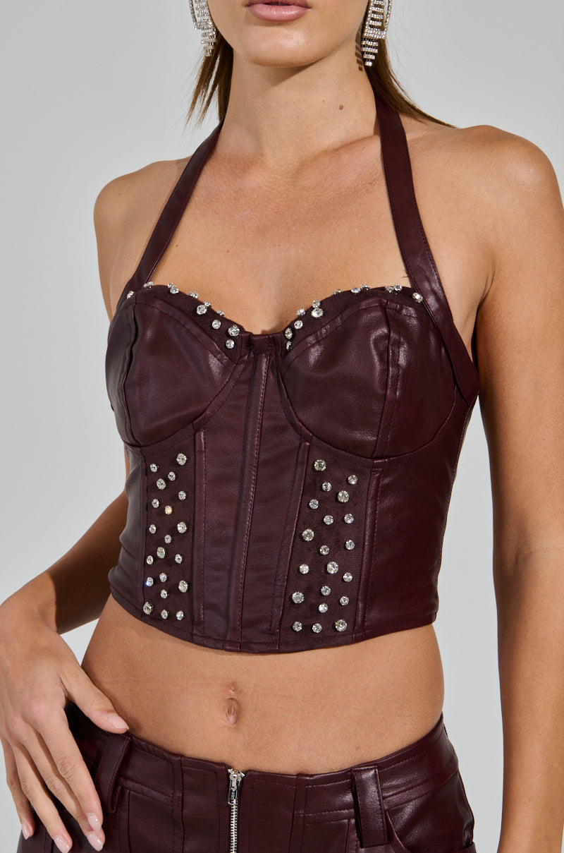 TEMPTATION'S BEST FRIEND CORSET IN BURGUNDY