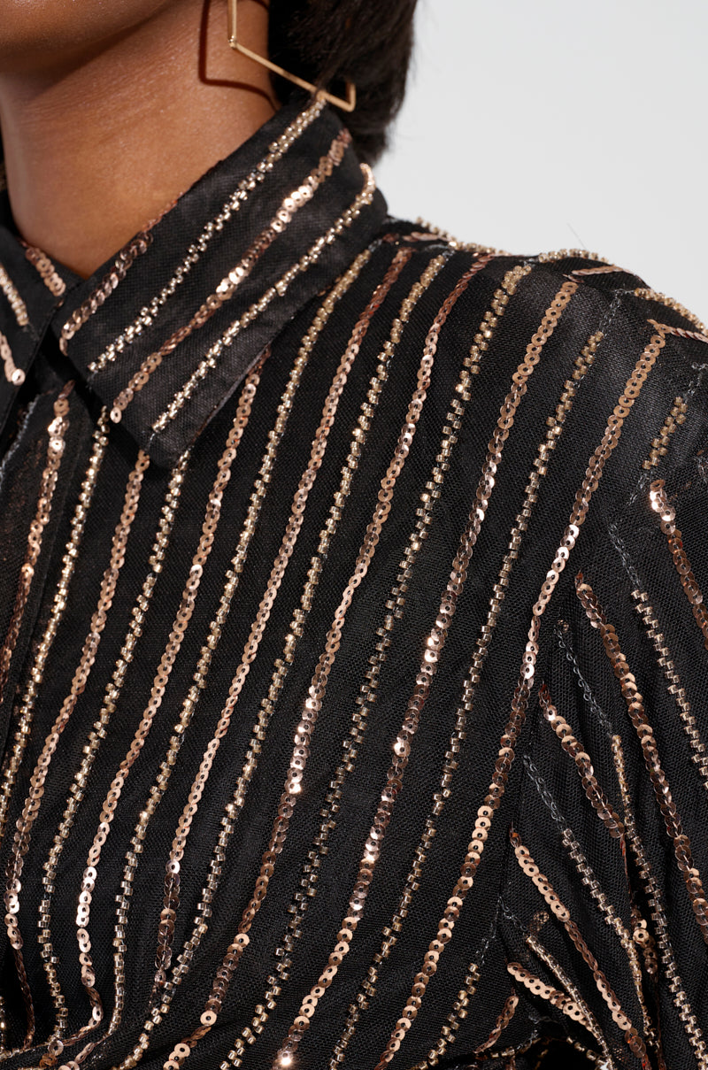 FLASHING LIGHTS BUTTON DOWN BLOUSE