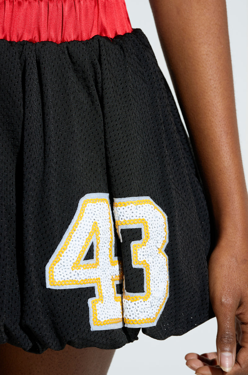 GET IN THE FIELD BUBBLE MINI SKIRT