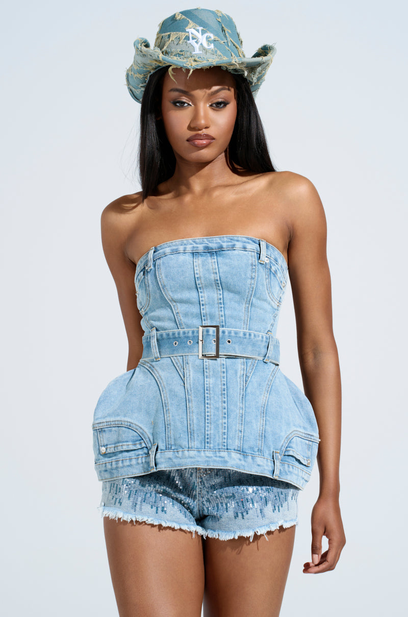 CUTE LIKE ME DENIM TOP