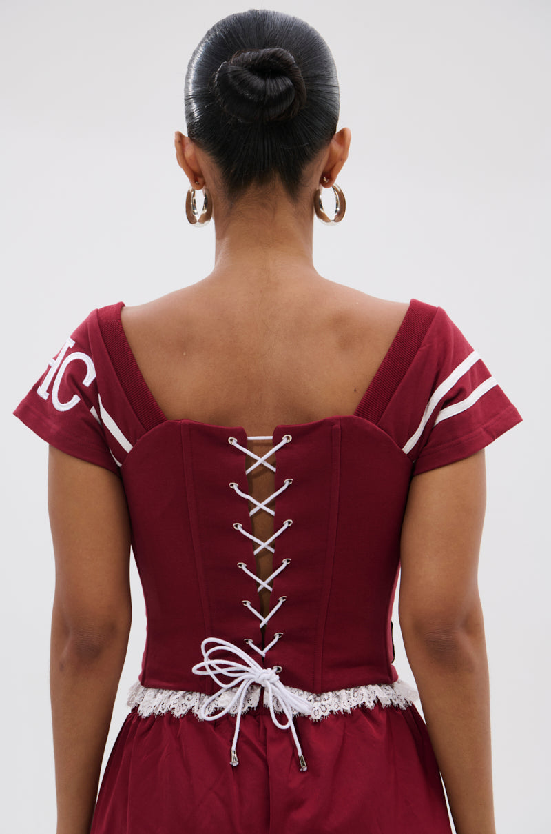 PLAY TIME IS OVER FRONT ZIP CORSET TOP