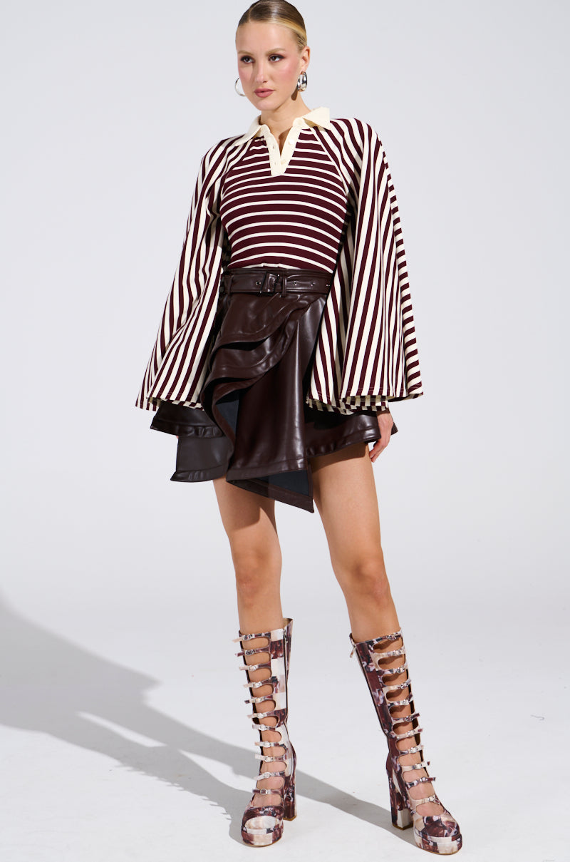 ALMA STRIPE COLLARED BODYSUIT